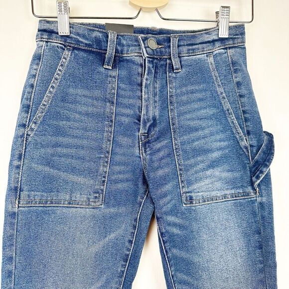 Blank NYC Women's 26 Straight Leg Big Pocket Carpenter Jeans Medium Wash Denim - Picture 3 of 11